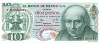 10 песо Мексики 1975 года р63