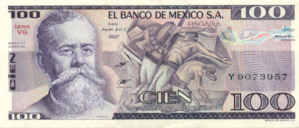 100 песо Мексики 1982 года р74