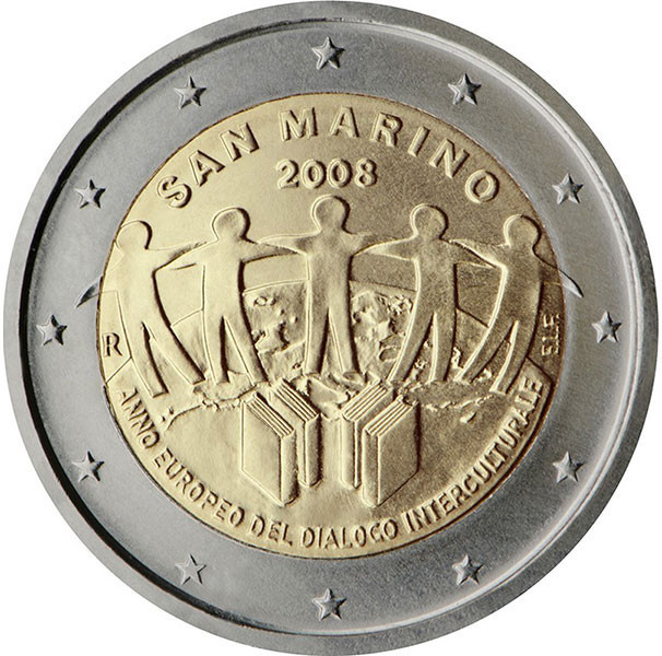 2 евро, 2008 г. Сан-Марино (Европейский год межкультурного диалога)