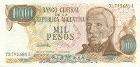 1000 песо Аргентины 1976-1983 годов р304d