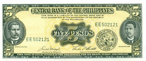 10 песо Филиппин 1949 года p135e