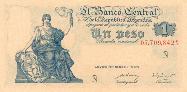 1 песо Аргентины 1951 года р262