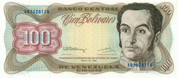 100 боливар Венесуэлы 12.05.1992 года р66d