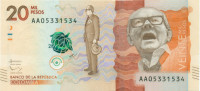 20000 песо Колумбии 2015 года р461