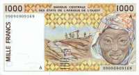 1000 франков Кот-д`Ивуара 1999 года р111Ai
