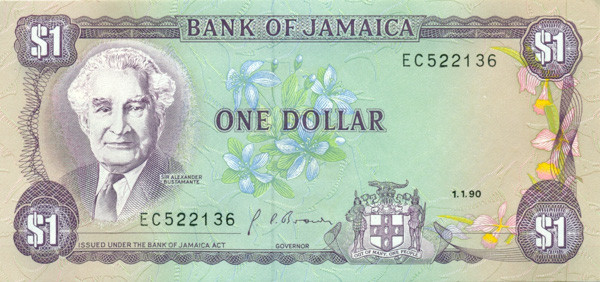 1 доллар Ямайки 1990 года р68Ad