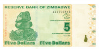 5 долларов Зимбабве 2009 года р93
