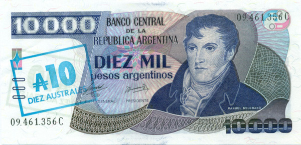 10000 песо Аргентины 1985 года р322с