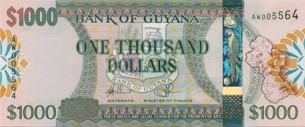 1000 долларов Гайаны 2011 года р38