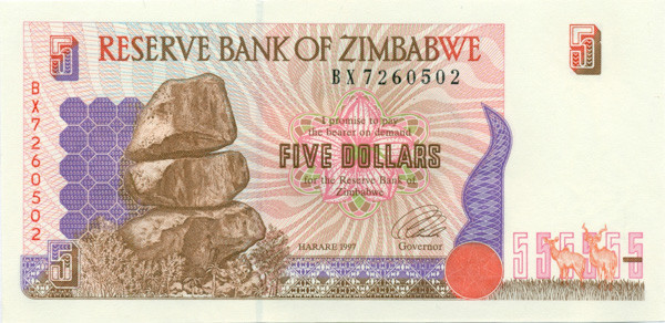 5 долларов Зимбабве 1997 года p5