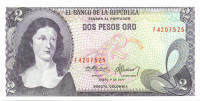 2 песо Колумбии 1973 года р413B